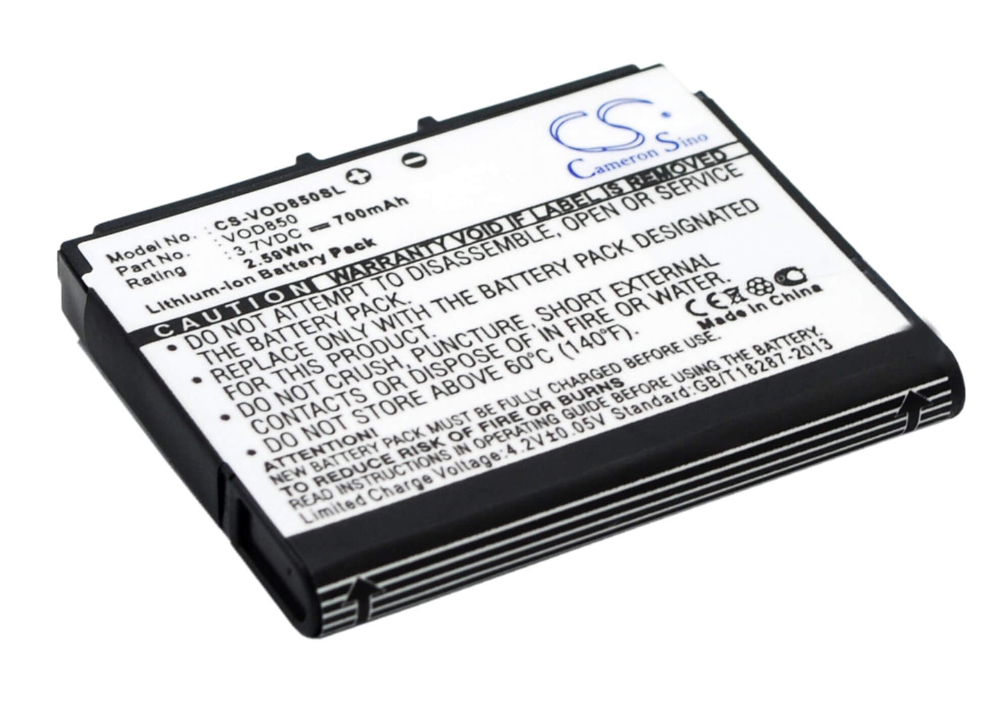 3.7V, 700mAh, Li-ion Battery fits Vodafone, 850, Vf850, 2.59Wh