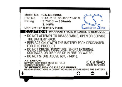 3.7V, 850mAh, Li-ion Battery fits Dopod, 710, S300, 3.145Wh