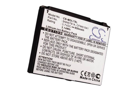 3.7V, 850mAh, Li-ion Battery fits Motorola, C257, C261, 3.145Wh