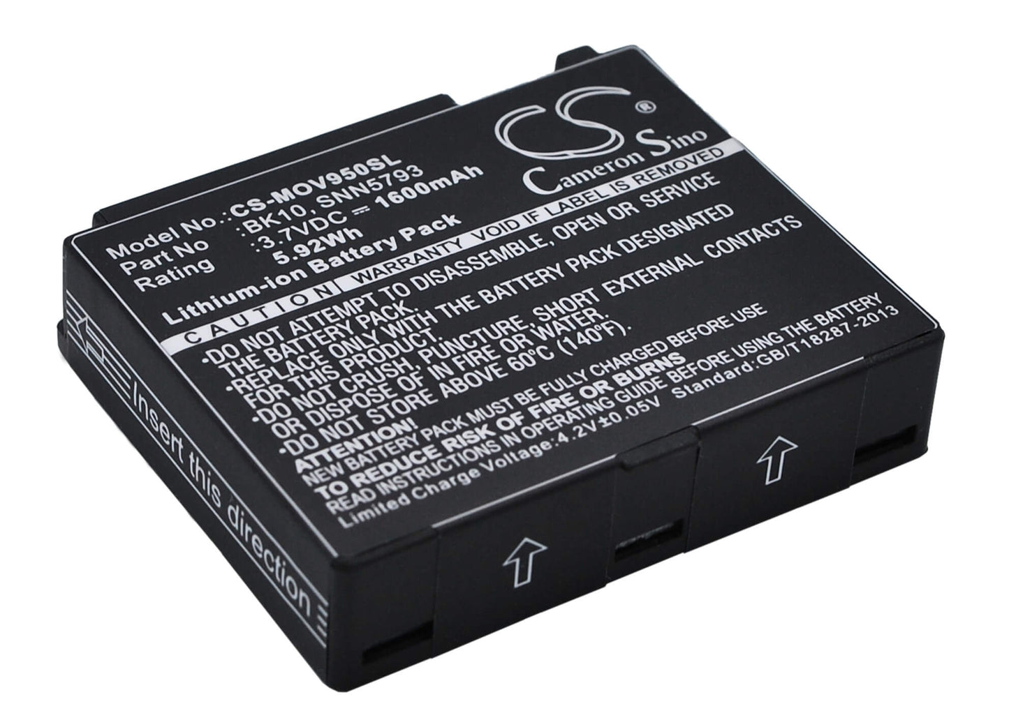 3.7V, 1600mAh, Li-ion Battery fits Motorola, F2978a, I296, 5.92Wh