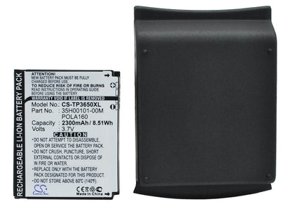 3.7V, 2300mAh, Li-ion Battery fits Htc, P3650, Touch Cruise, 8.51Wh