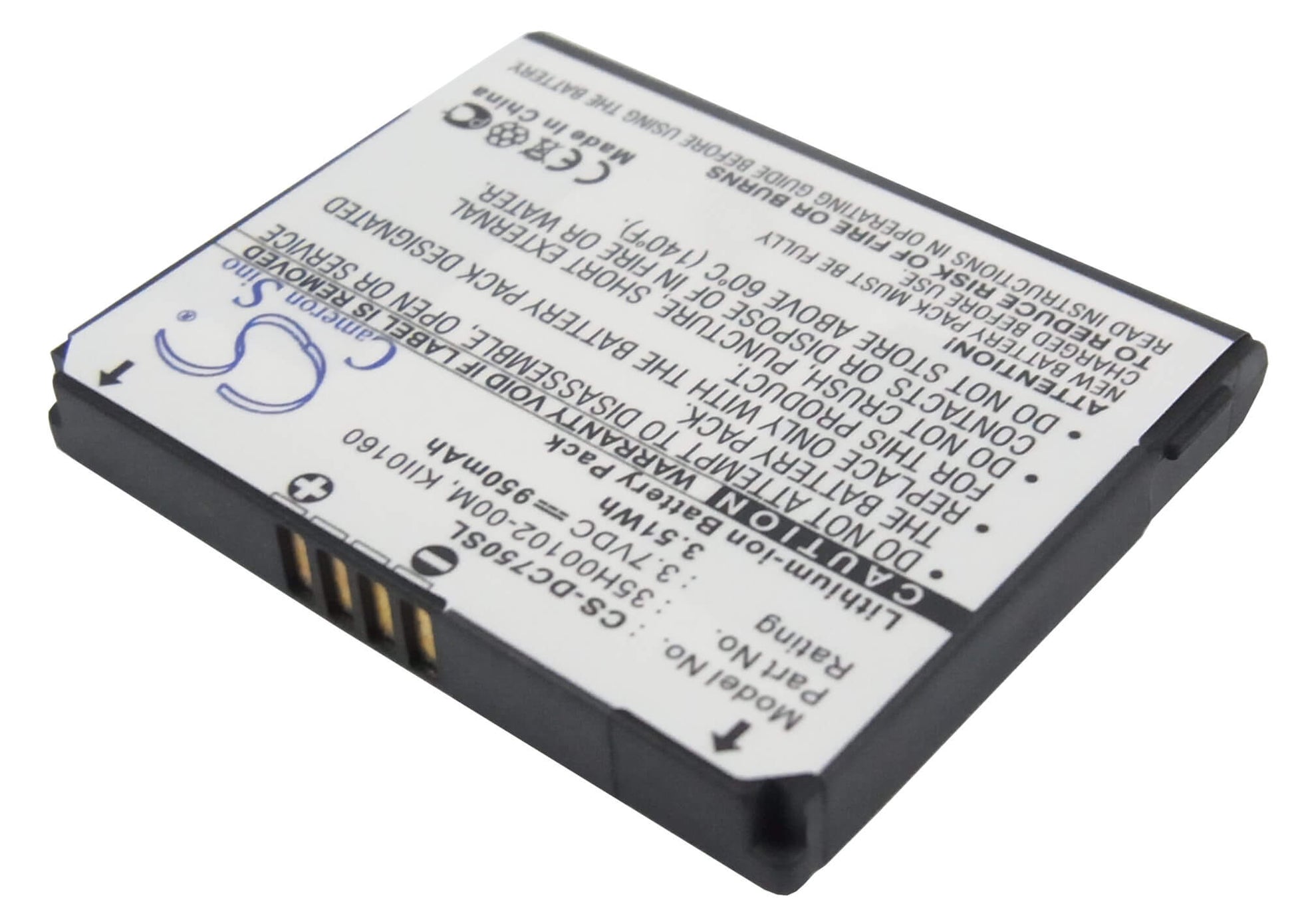 3.7V, 950mAh, Li-ion Battery fits Dopod, C750, 3.515Wh