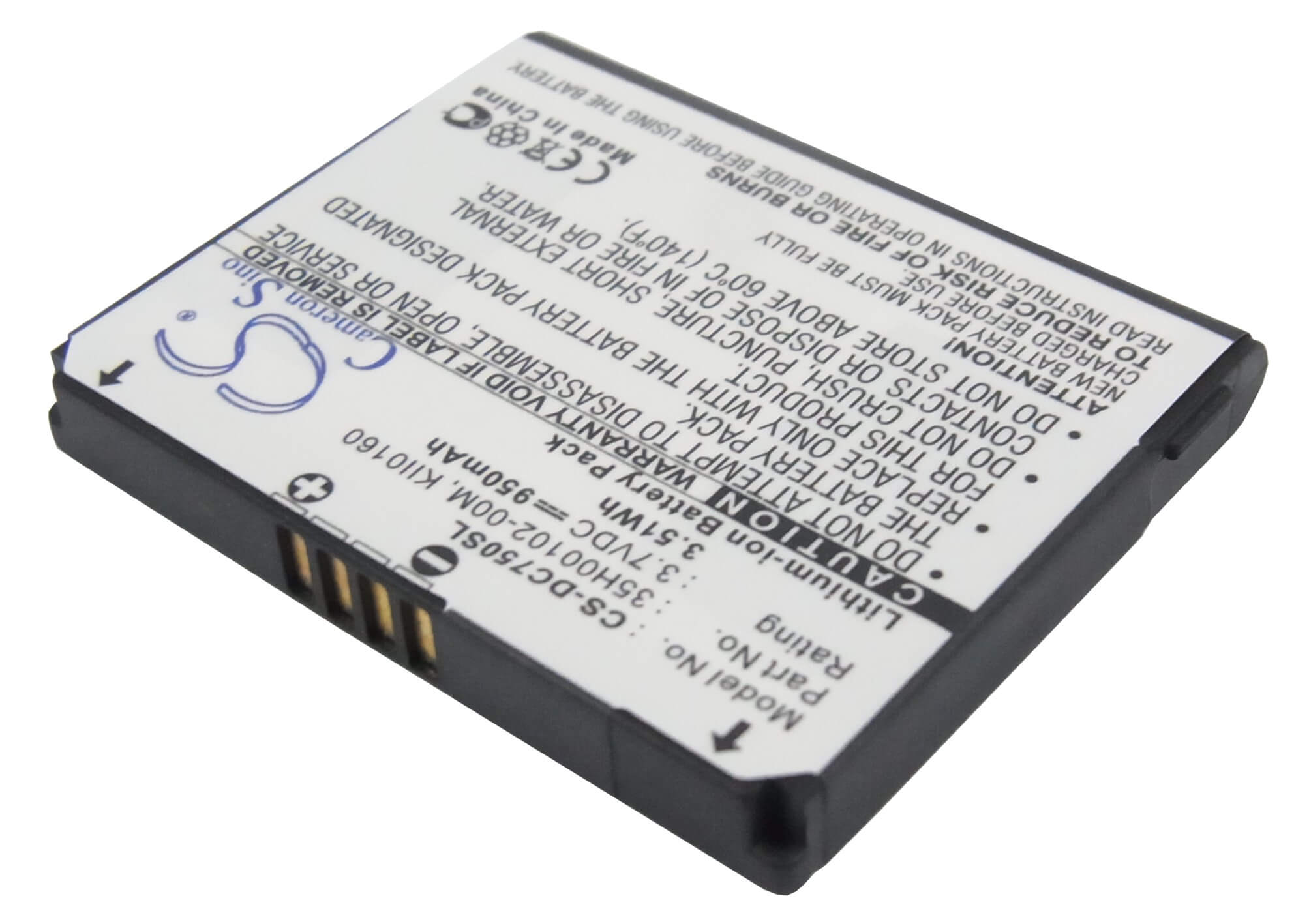 3.7V, 950mAh, Li-ion Battery fits Dopod, C750, 3.515Wh