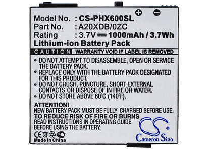 3.7V, 1000mAh, Li-ion Battery fits Philips, Xenium X600, 3.7Wh