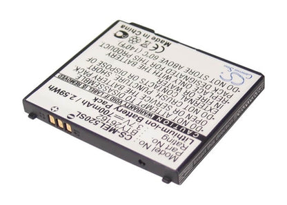 3.7V, 700mAh, Li-ion Battery fits Emporia, Elson El520, 2.59Wh