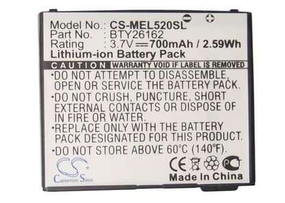 3.7V, 700mAh, Li-ion Battery fits Emporia, Elson El520, 2.59Wh