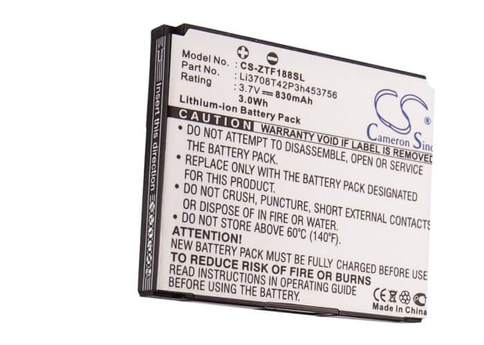 3.7V, 830mAh, Li-ion Battery fits Telstra, Cranberry, F168, 3.071Wh