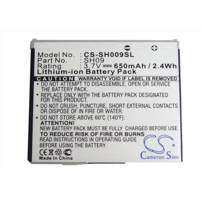 3.7V, 650mAh, Li-ion Battery fits Sharp, Sh902isl, Sh903i, 2.405Wh