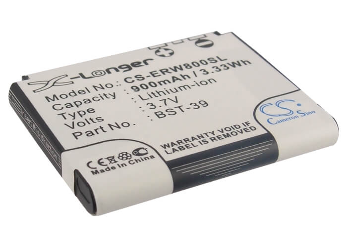 3.7V, 900mAh, Li-ion Battery fits Sony Ericsson, Equinox, J110a, 3.33Wh