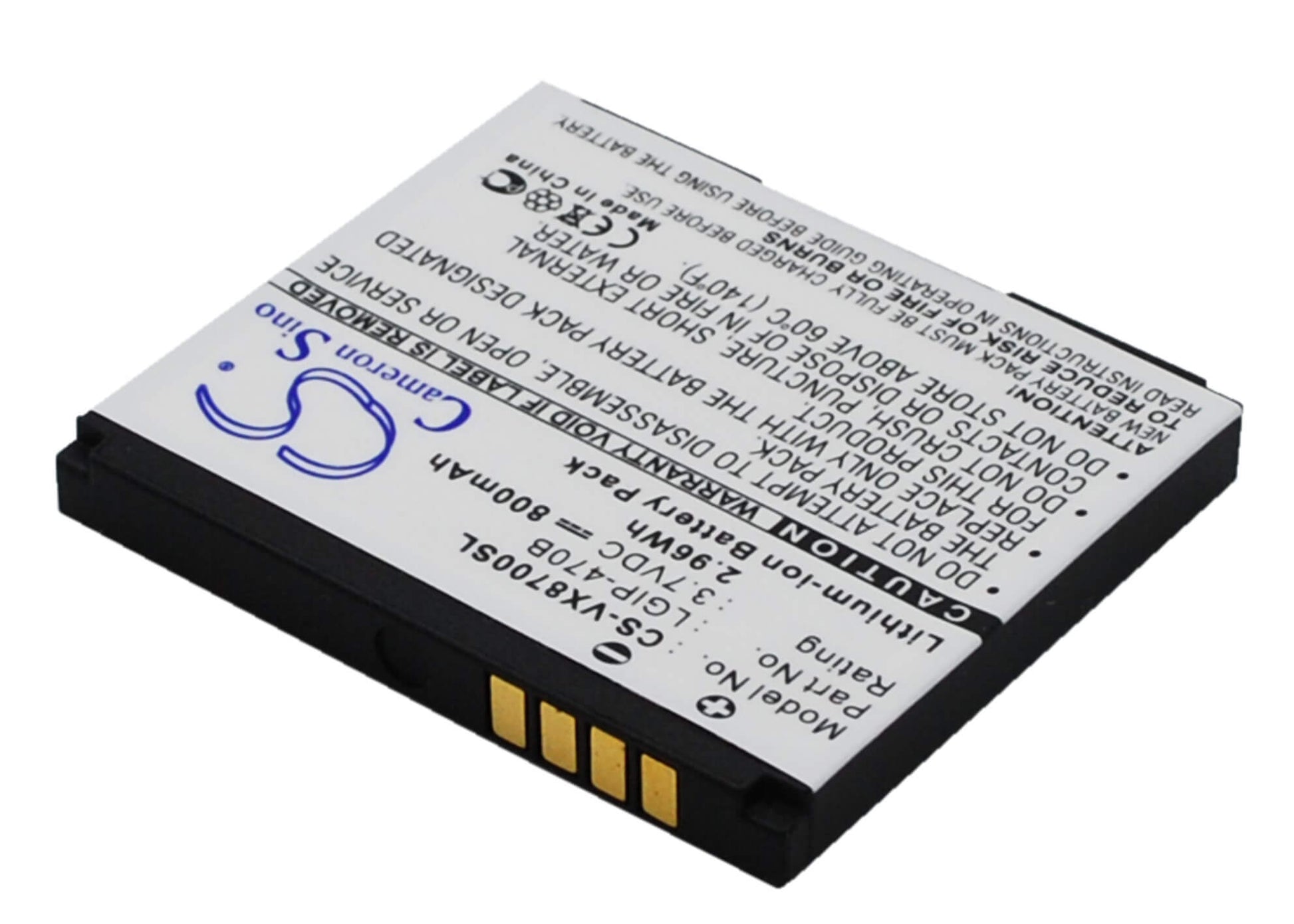 3.7V, 800mAh, Li-ion Battery fits Verizon, Vx8700, 2.96Wh