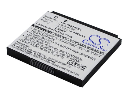 3.7V, 800mAh, Li-ion Battery fits Verizon, Vx8700, 2.96Wh