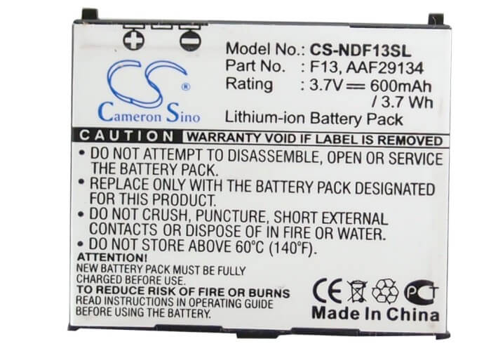 3.7V, 600mAh, Li-ion Battery fits Ntt Docomo, F-04b, 2.22Wh