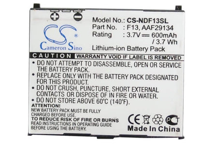 3.7V, 600mAh, Li-ion Battery fits Ntt Docomo, F-04b, 2.22Wh