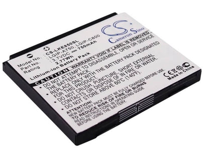 3.7V, 750mAh, Li-ion Battery fits Lg, Kb6100, Ke820, 2.775Wh
