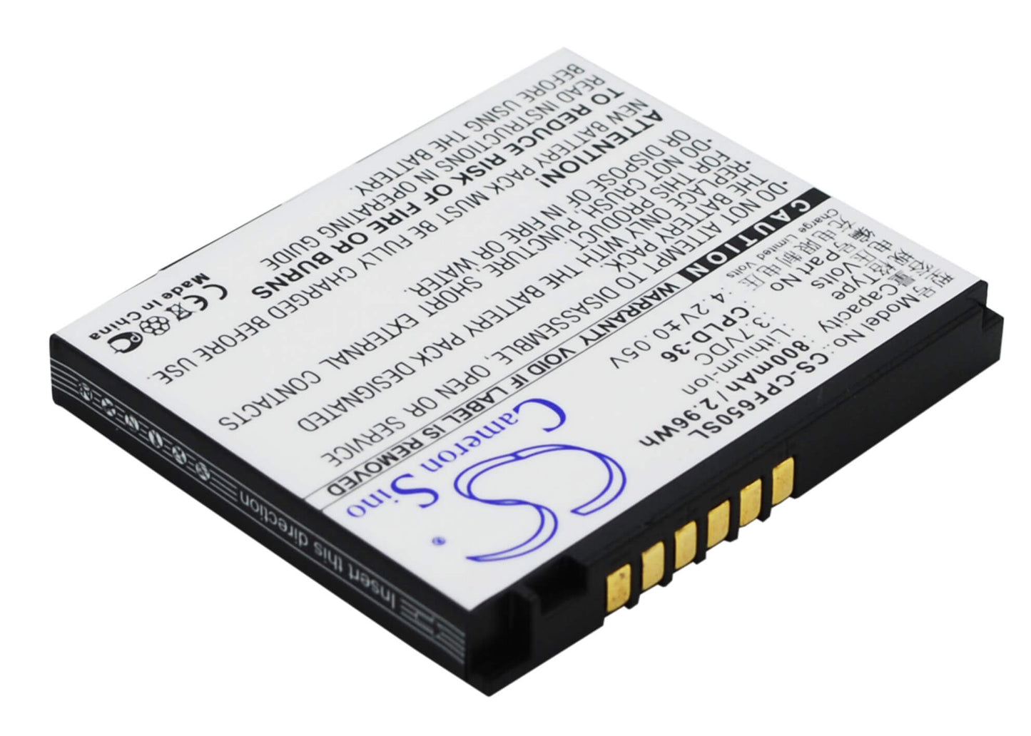 3.7V, 800mAh, Li-ion Battery fits Coolpad, E230, E270, 2.96Wh