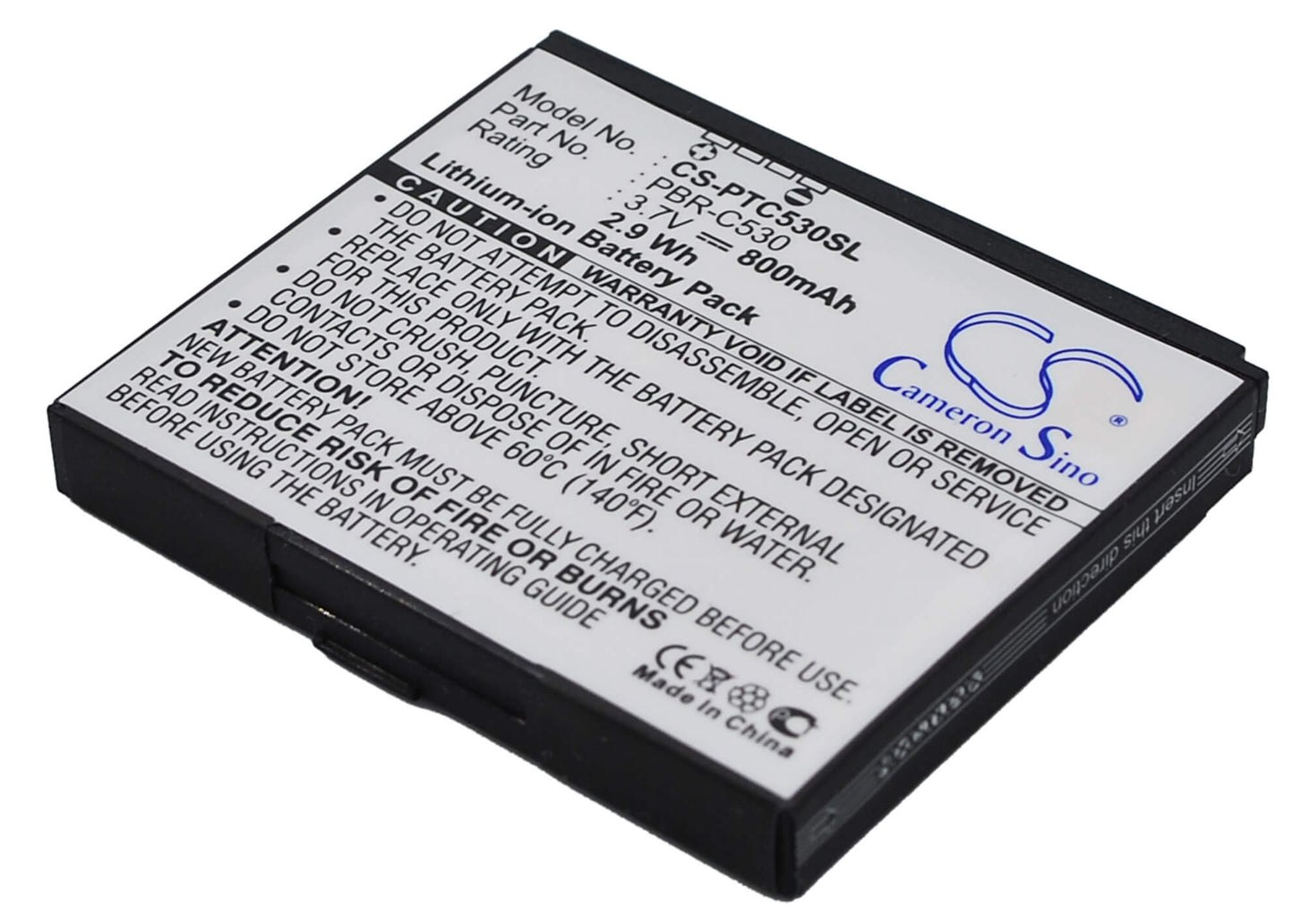 3.7V, 800mAh, Li-ion Battery fits Pantech, C530, C530 Slate, 2.96Wh