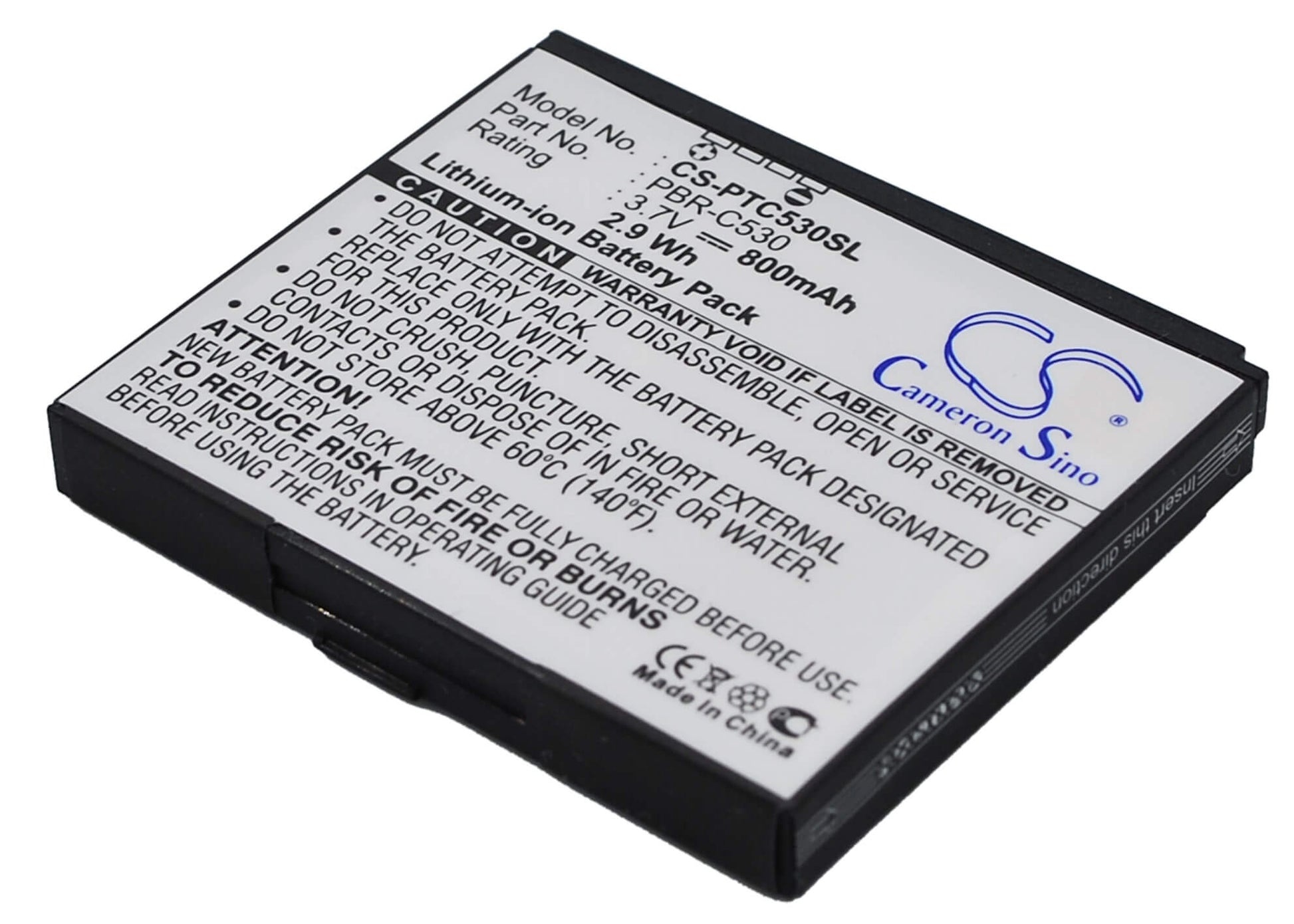 3.7V, 800mAh, Li-ion Battery fits Pantech, C530, C530 Slate, 2.96Wh