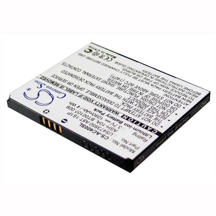 3.7V, 1090mAh, Li-ion Battery fits Acer, Betouch E400, Betouch E400b, 4.033Wh