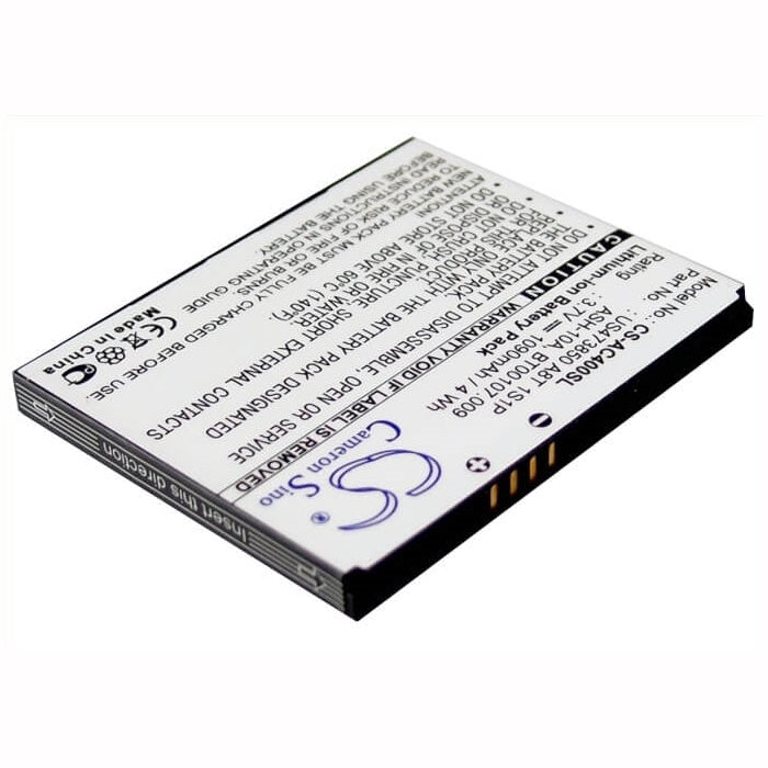 3.7V, 1090mAh, Li-ion Battery fits Acer, Betouch E400, Betouch E400b, 4.033Wh