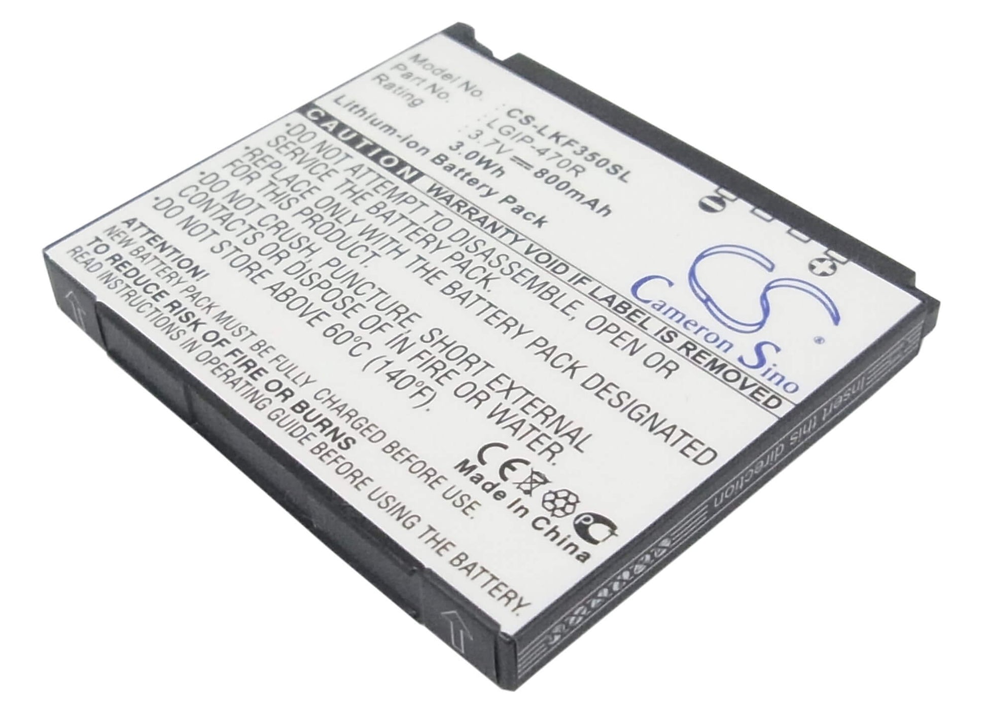 3.7V, 800mAh, Li-ion Battery fits Lg, Kf350, Kf350 Ice Cream, 2.96Wh