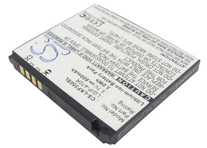 3.7V, 800mAh, Li-ion Battery fits Lg, Kf350, Kf350 Ice Cream, 2.96Wh