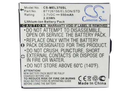 3.7V, 550mAh, Li-ion Battery fits Emporia, Elson El370, 2.035Wh