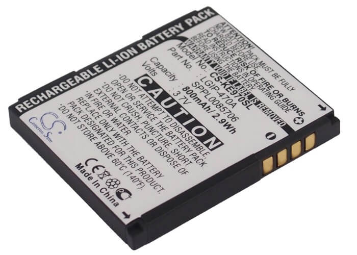 3.7V, 800mAh, Li-ion Battery fits Lg, Gd330, Ke70, 2.96Wh
