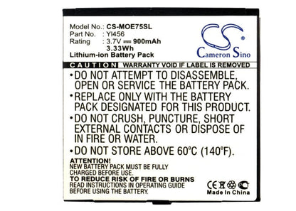 3.7V, 900mAh, Li-ion Battery fits Motorola, Ve75, 3.33Wh