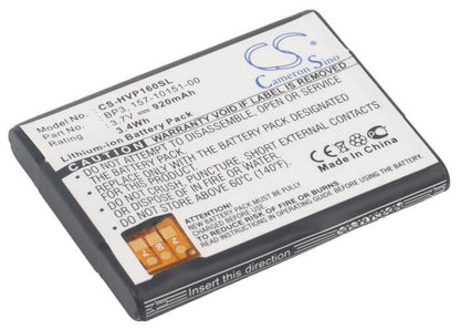 3.7V, 920mAh, Li-ion Battery fits Palm, P160u, P160ueu, 3.404Wh