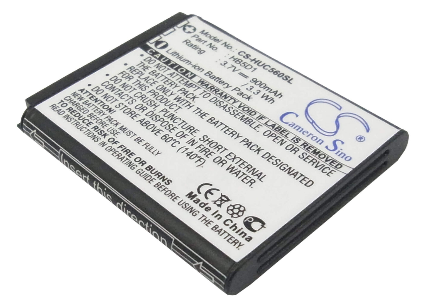 3.7V, 900mAh, Li-ion Battery fits Huawei, C5110, C5600, 3.33Wh