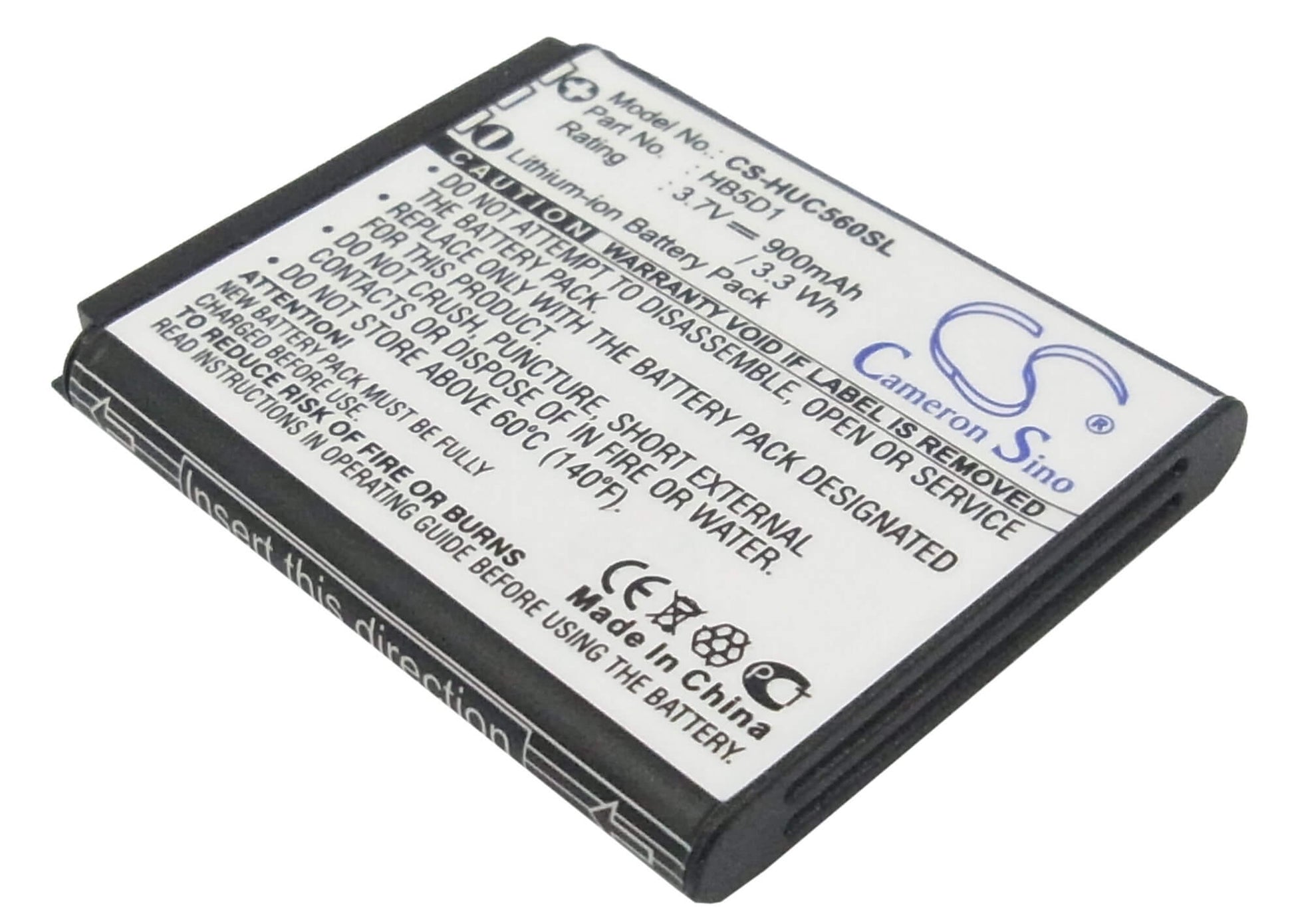 3.7V, 900mAh, Li-ion Battery fits Huawei, C5110, C5600, 3.33Wh