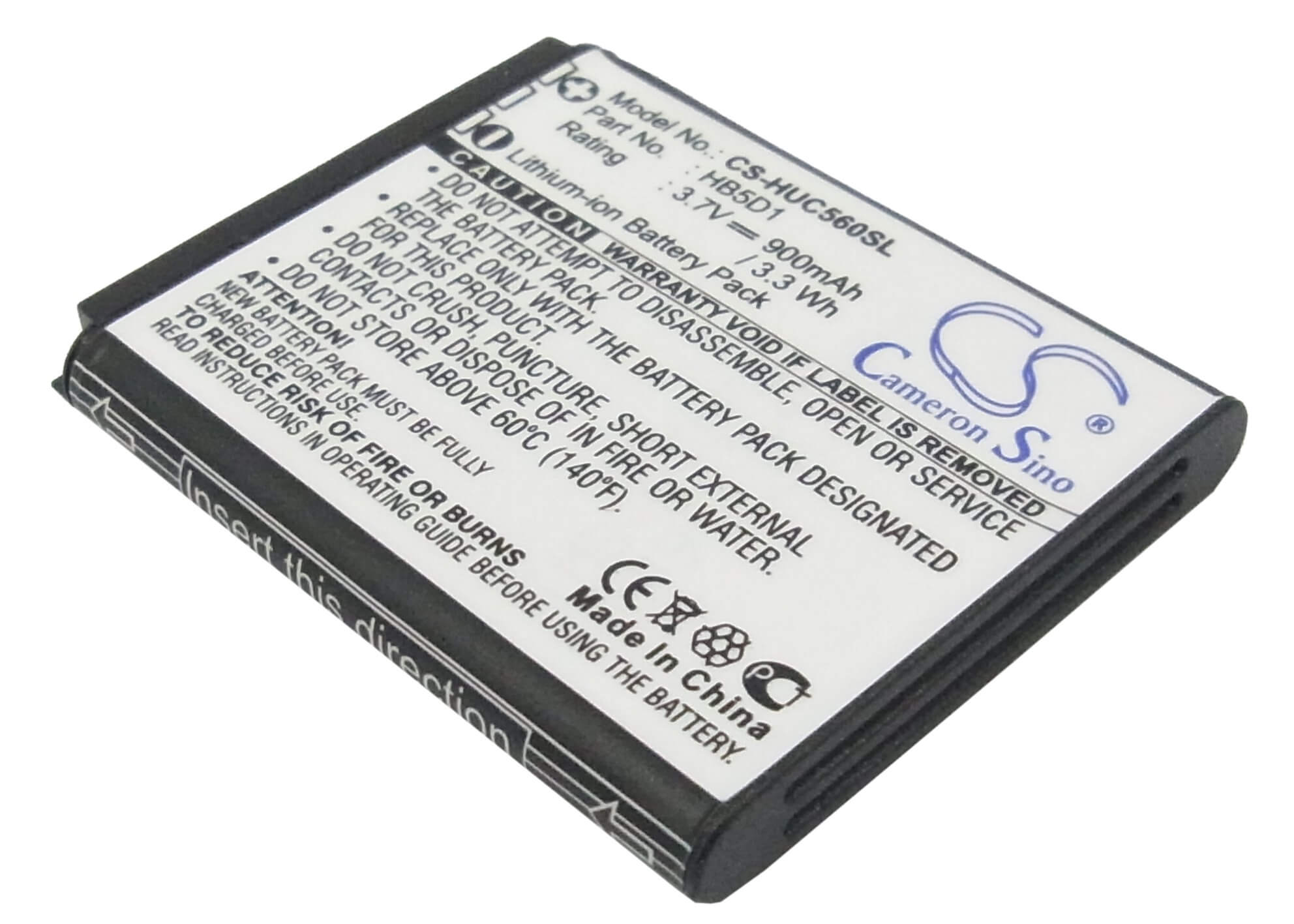 3.7V, 900mAh, Li-ion Battery fits Huawei, C5110, C5600, 3.33Wh