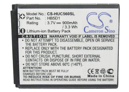 3.7V, 900mAh, Li-ion Battery fits Huawei, C5110, C5600, 3.33Wh