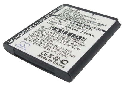 3.7V, 800mAh, Li-ion Battery fits Samsung, Sgh-j200, 2.96Wh