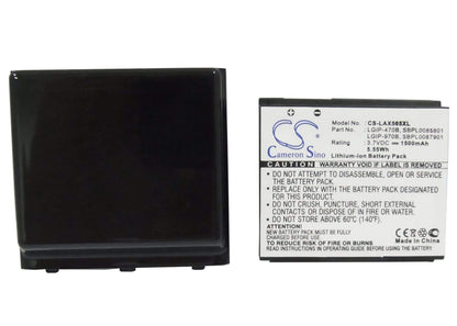 3.7V, 1150mAh, Li-ion Battery fits Lg, Ax565, Lx570, 4.255Wh