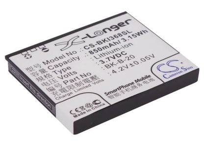 3.7V, 850mAh, Li-ion Battery fits Bbk, I368, I388, 3.145Wh