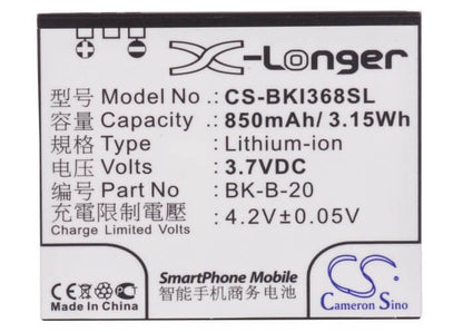 3.7V, 850mAh, Li-ion Battery fits Bbk, I368, I388, 3.145Wh