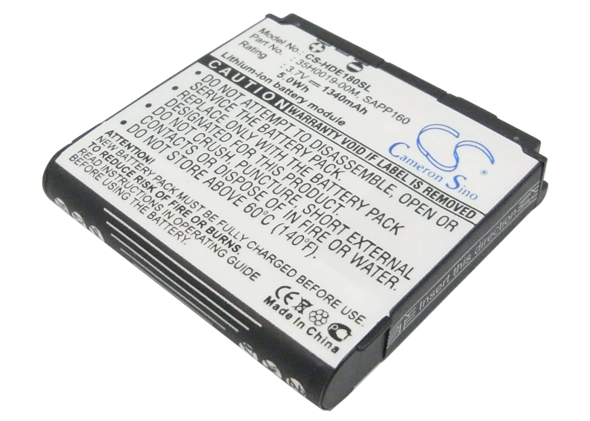 3.7V, 1340mAh, Li-ion Battery fits T-mobile, Dash 3g, G1 Touch, 4.958Wh