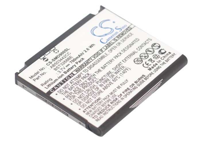 3.7V, 700mAh, Li-ion Battery fits Samsung, Gh-e788, Sgh-d900, 2.59Wh