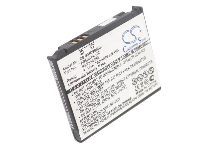 3.7V, 700mAh, Li-ion Battery fits Samsung, Gh-e788, Sgh-d900, 2.59Wh