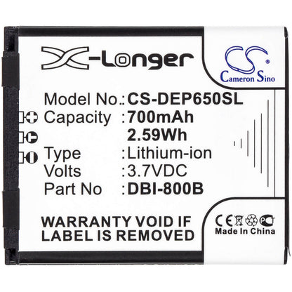 3.7V, 700mAh, Li-ion Battery fits Doro, Liberto 650, Secure 580, 2.59Wh