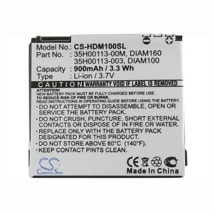 3.7V, 900mAh, Li-ion Battery fits Dopod, S900, Touch Diamond, 3.33Wh