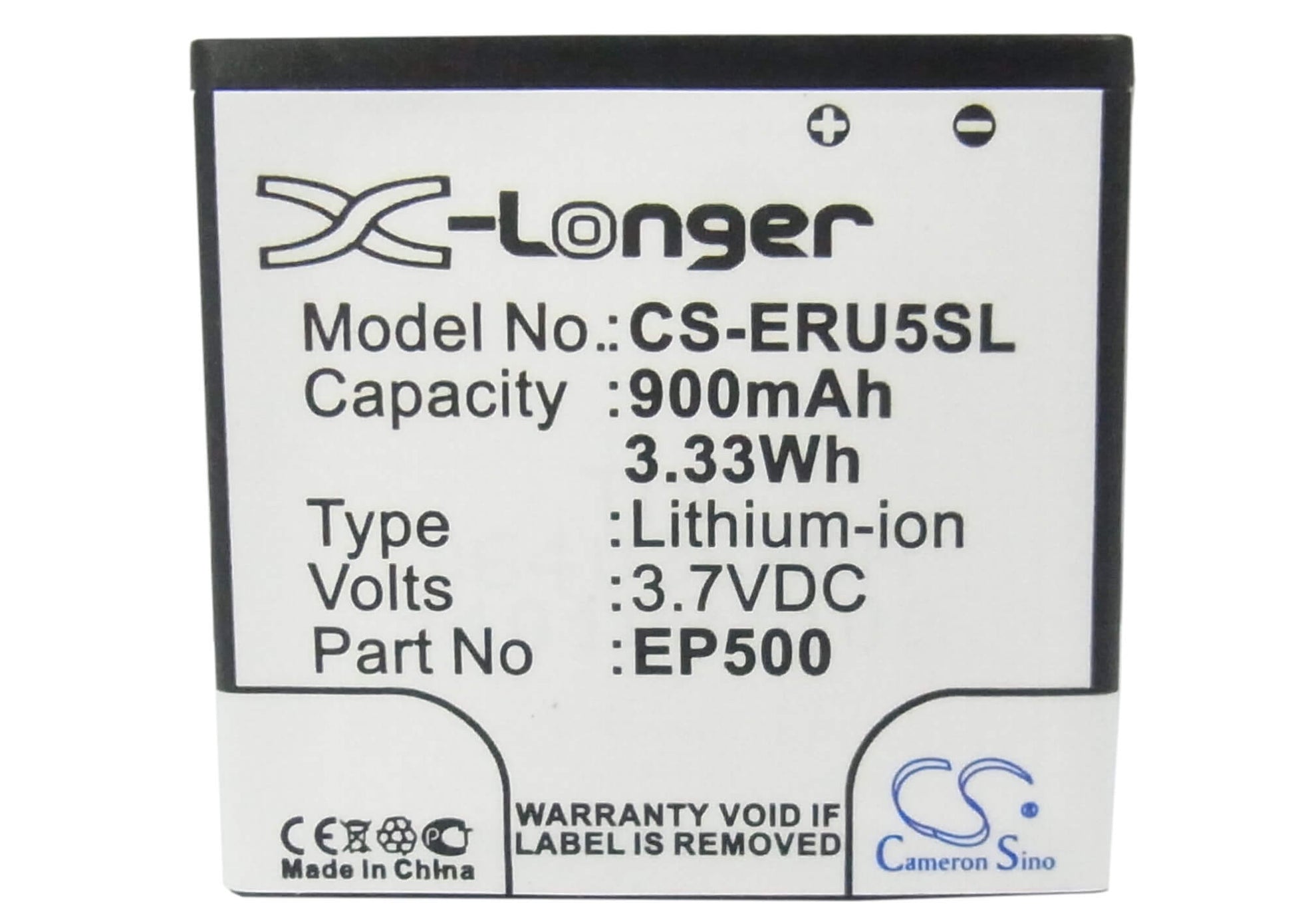 3.7V, 900mAh, Li-ion Battery fits Sony Ericsson, E15, E15i, 3.33Wh
