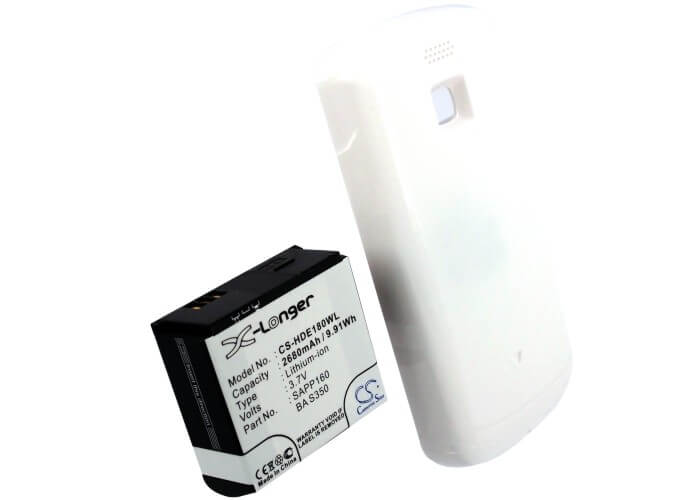 White, 3.7V, 2680mAh, Li-ion Battery fits T-mobile, G1 Touch, Mytouch 3g, 9.916Wh