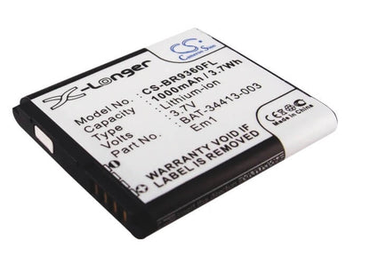 3.7V, 1000mAh, Li-ion Battery fits Blackberry, Apollo, Curve 9350, 3.7Wh