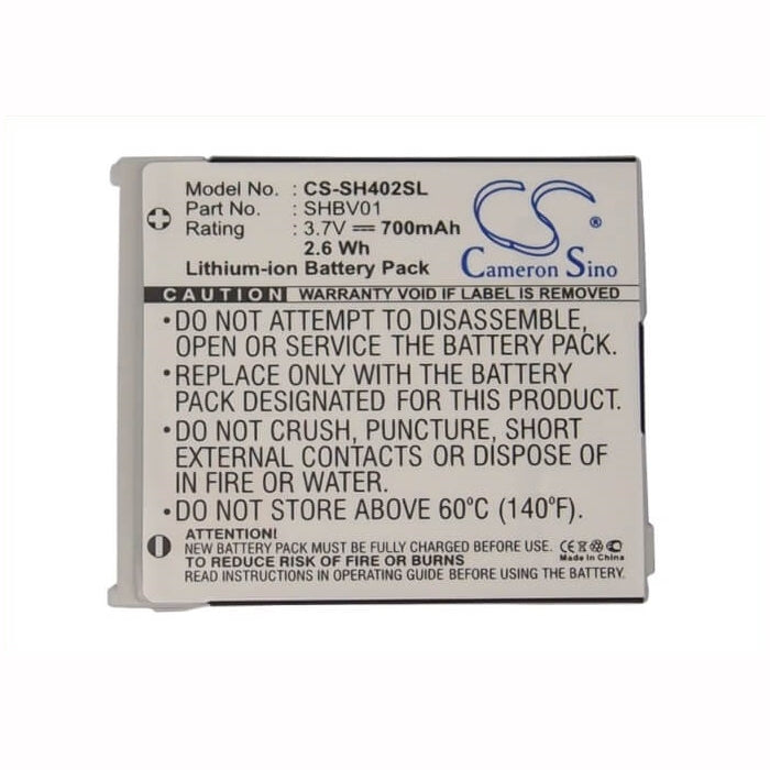 3.7V, 700mAh, Li-ion Battery fits Sharp, V402sh, 2.59Wh