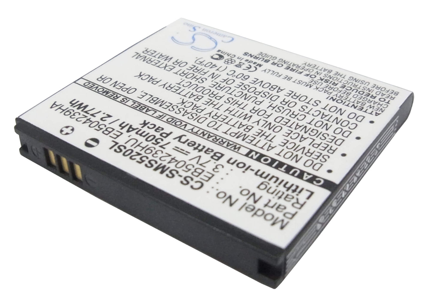 3.7V, 750mAh, Li-ion Battery fits Samsung, Gt-s5200, Gt-s5200c, 2.775Wh