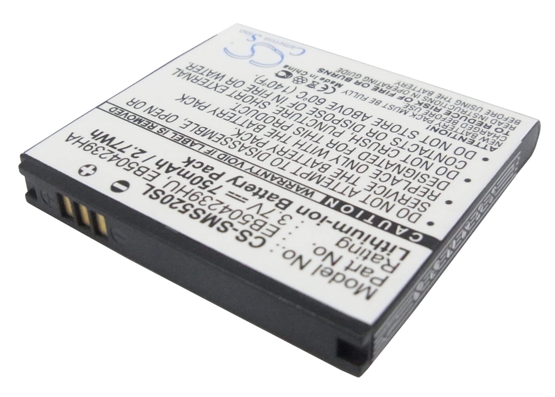 3.7V, 750mAh, Li-ion Battery fits Samsung, Gt-s5200, Gt-s5200c, 2.775Wh