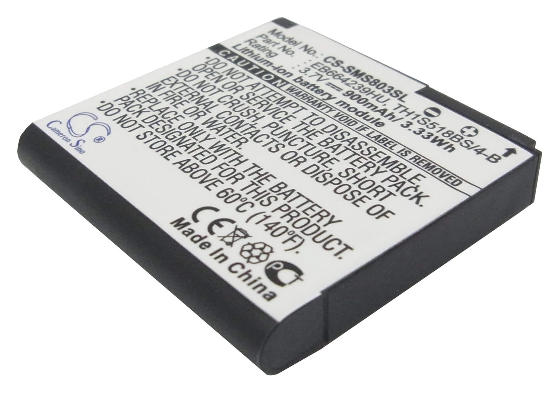 3.7V, 900mAh, Li-ion Battery fits Samsung, Gt-s7550, Gt-s8000, 3.33Wh