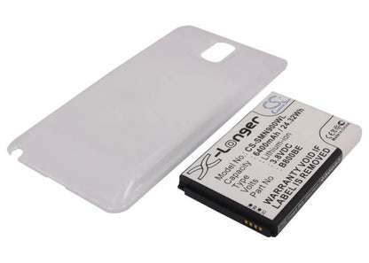 White, 3.8V, 6400mAh, Li-ion Battery fits Samsung, Galaxy Note 3, Galaxy Note Iii, 24.32Wh